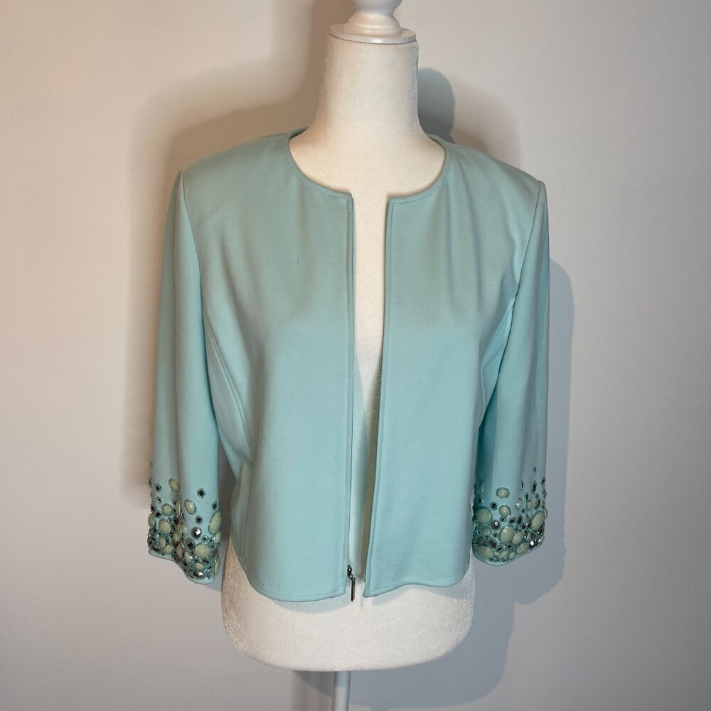 Ann Klein Cropped Jacket with Embellished Cuffs size 4
